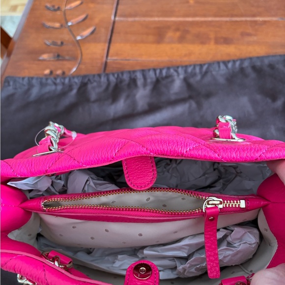 Kate Spade vibrant pink Quilted Women's Bag with original Brown bag - Picture 8 of 14